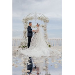 Ветка металлическая с розами Петрасвет S4036