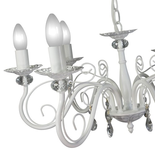 Люстра с хрусталем подвесная 6 ламп белая S1210-6