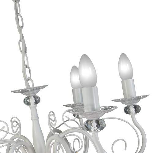 Люстра с хрусталем подвесная 6 ламп белая S1210-6