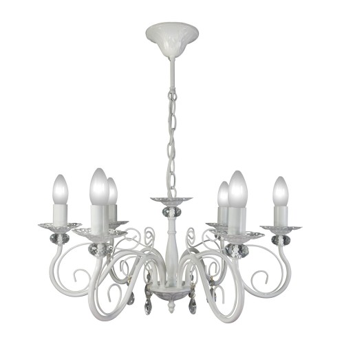 Люстра с хрусталем подвесная 6 ламп белая S1210-6